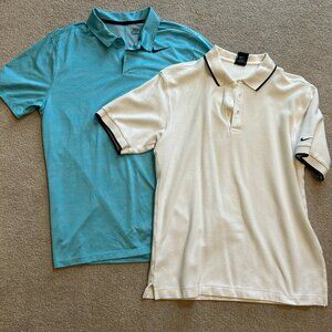 Nike SL Polo Golf shirts Men's Size M Lot of 2 Blue & White